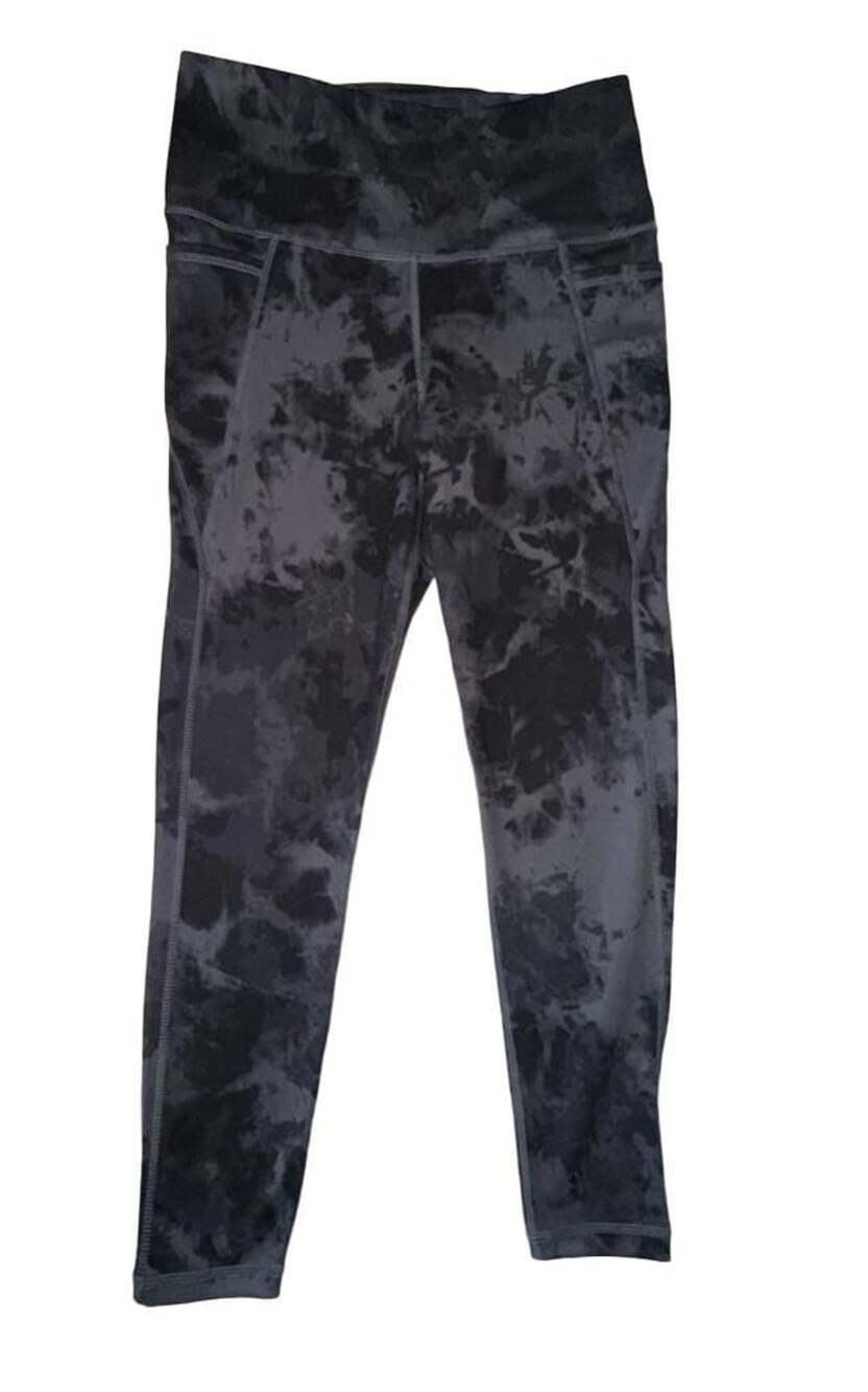 Danskin Women's Ultra High Legging Grey Crinkle  pattern with Pockets SMALL